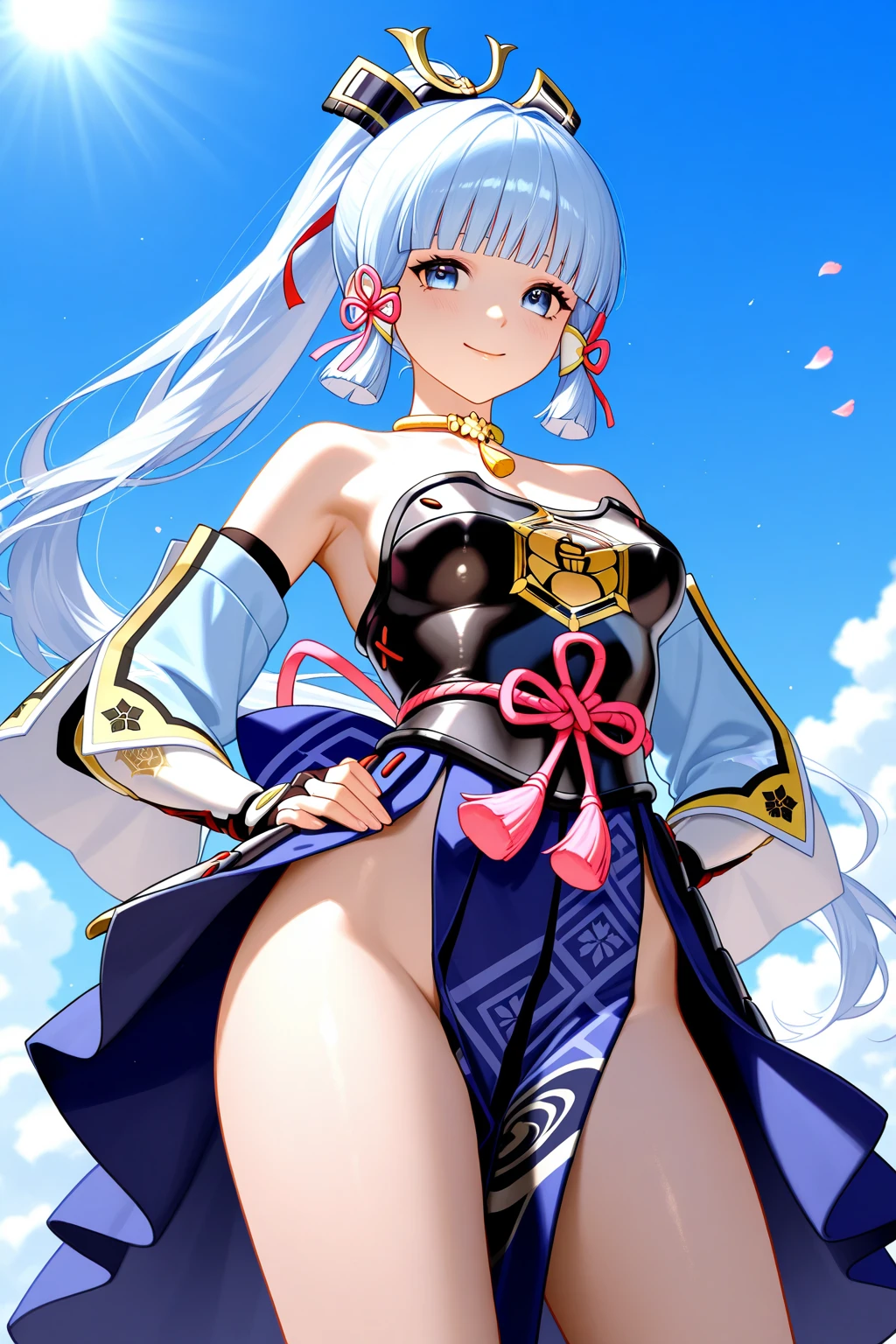 A woman in a white bikini and white stockings poses for a photo, Anime girl cosplay, Anime goddess, cosplay, elegant glamourous cosplay, Anime cosplay, Japanese goddess, Beautiful goddess, seductive anime girls, full-cosplay, Gorgeous Role Play, glamourous cosplay, cosplay foto, Ayaka cosplay, Beautiful teenage girl, a beautiful fantasy empress, dressed in a beautiful white, revealing outfit，（Big red snowflake tattoo on the lower abdomen）