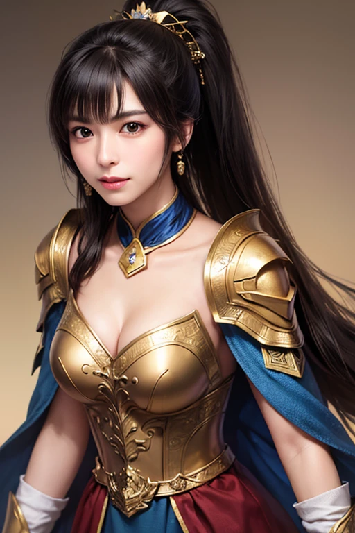 tmasterpiece,Best quality at best,A high resolution,8K,((Portrait)),(Head close-up),Original photo,real photograph,digital photography,(Female adventurers in the medieval fantasy style),(Medieval Valkyrie in fantasy style),18-year-old girl,blue短发,Red eyelue short hair,blue)),(Big breasts),An extravagant ornament,cparted lips,Keep your mouth shuegant and charming,((Blushing)),haughty contempt,Calm and handsome,(Medieval fantasy combat suit,Joint Armor,Lightweight leather protection,The Beautiful Magic Badge,Medieval armor combined with leather and metal,A delicate pattern,Cloak),(Female assassin),Photo pose,medieval characters,medieval fantasy style,Ancient city background,oc render reflection texture