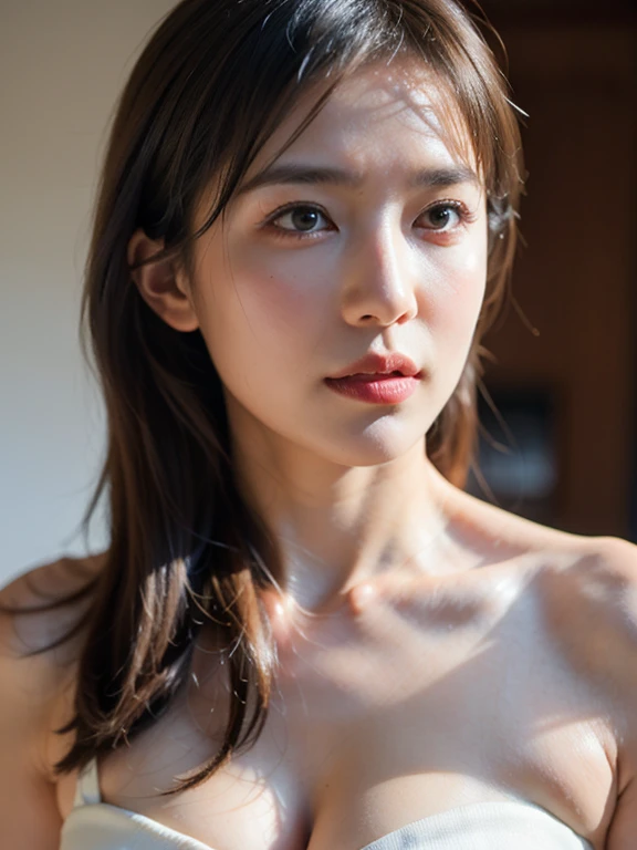 (Very detailed), ((Realistic)), (Better Quality), Very beautiful woman, Highest quality, 8k, masterpiece, Photorealism, practical, 1. Beautiful Japanese Woman, Mature Woman, 4, Delicate skin texture, short hair,Small breasts、Photographed from the front
