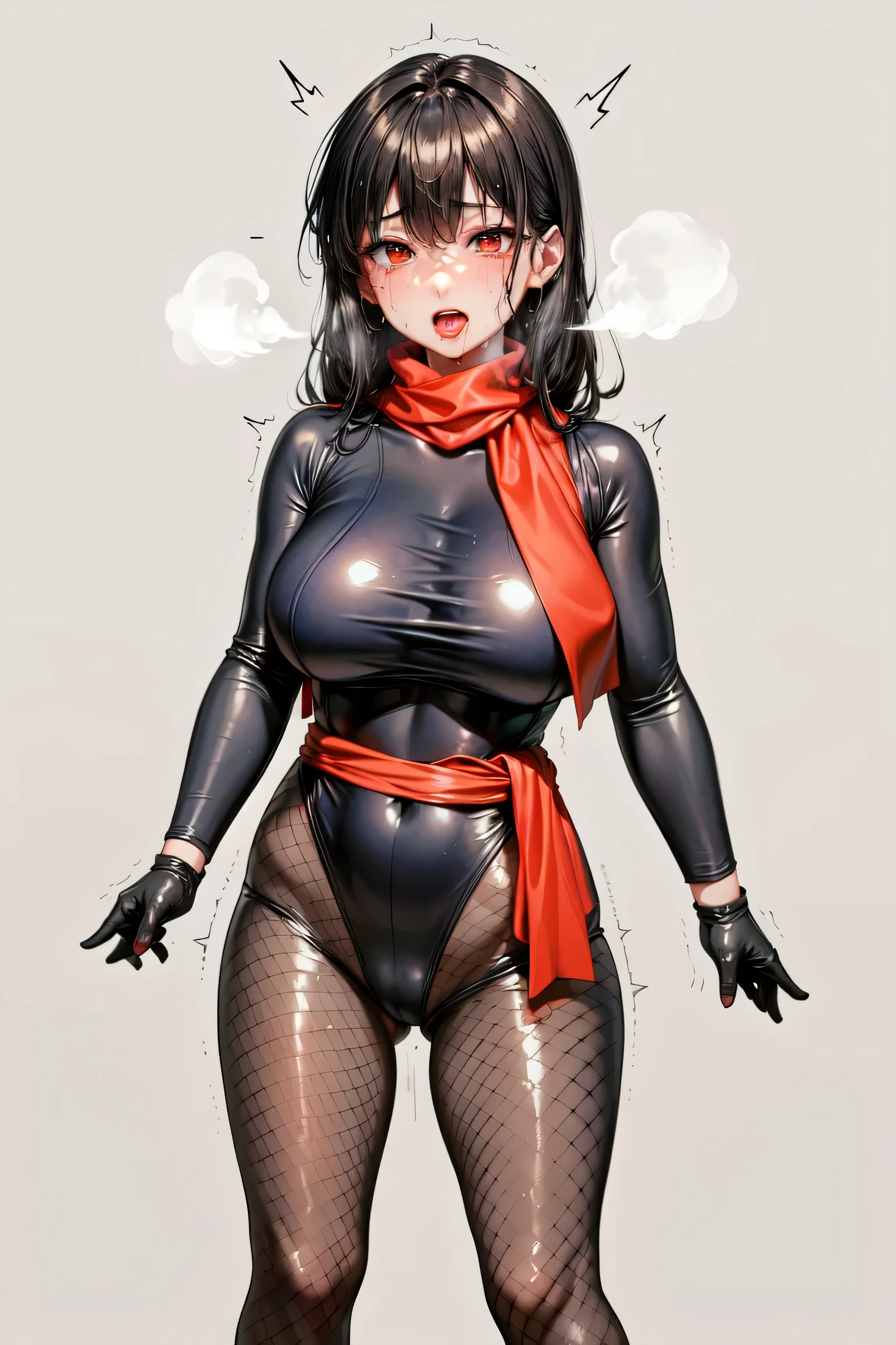 Yellow skinned Japanese girl、Close-up of a girl in a black leotard、Black shiny latex suit, Saiyan Girl, wonderful, Nano Girl, Female body type, Inspired by Hiromu Arakawa, Anime Manga Robot!! Anime Girls, Fubuki, Full Body Suit, by Hiromu Arakawa, , wonderful, silk, Beautiful and attractive anime teen, Anime Girls of the future, tears,Drooling,Pee,Sweat,Tongue out,incontinence,Peeing,Mouth open and tongue out,Estrus,Eyes wide open,Estrus,Blushing,Nipples are erect,Face is hot,Lust、Mouth wide open and tongue sticking out、incontinenceして股間が濡れています