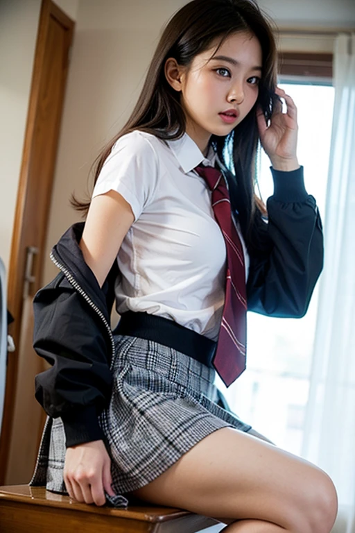 8K, RAW portrait (japanese woman),masterpiece、Photoreal:1.3、realistic, ultra high resolution, highest quality, real life photos ,( in the evening :1.1),
((((2 girls:1.5)))), (((Two girls showing off their panties in the room)))、(cute face:1.3)、日本の2 girls,((2 Japanese high school girls))、((2 real high school girls))、((Japanese high school uniform:1.6))、 blonde,slender body,、in the room、
big, beautiful, fine eyes, black hair,(Depth of written boundary:1.3)、 ((dark brown eyes:1.2))、(realistic skin texture:1.3)、(Immersive atmosphere:0.8、chiaroscuro:1.2) 、(show viewer:1.3)、((smile:1.3))、((from belowの天井:1.2))、((wearing very small silk panties))、((panty shot))、((woman rolling up her skirt))、((from below:1.2))、((close-up of crotch:1.42))、((panty shot))、((spread your legs to the side:1.4))