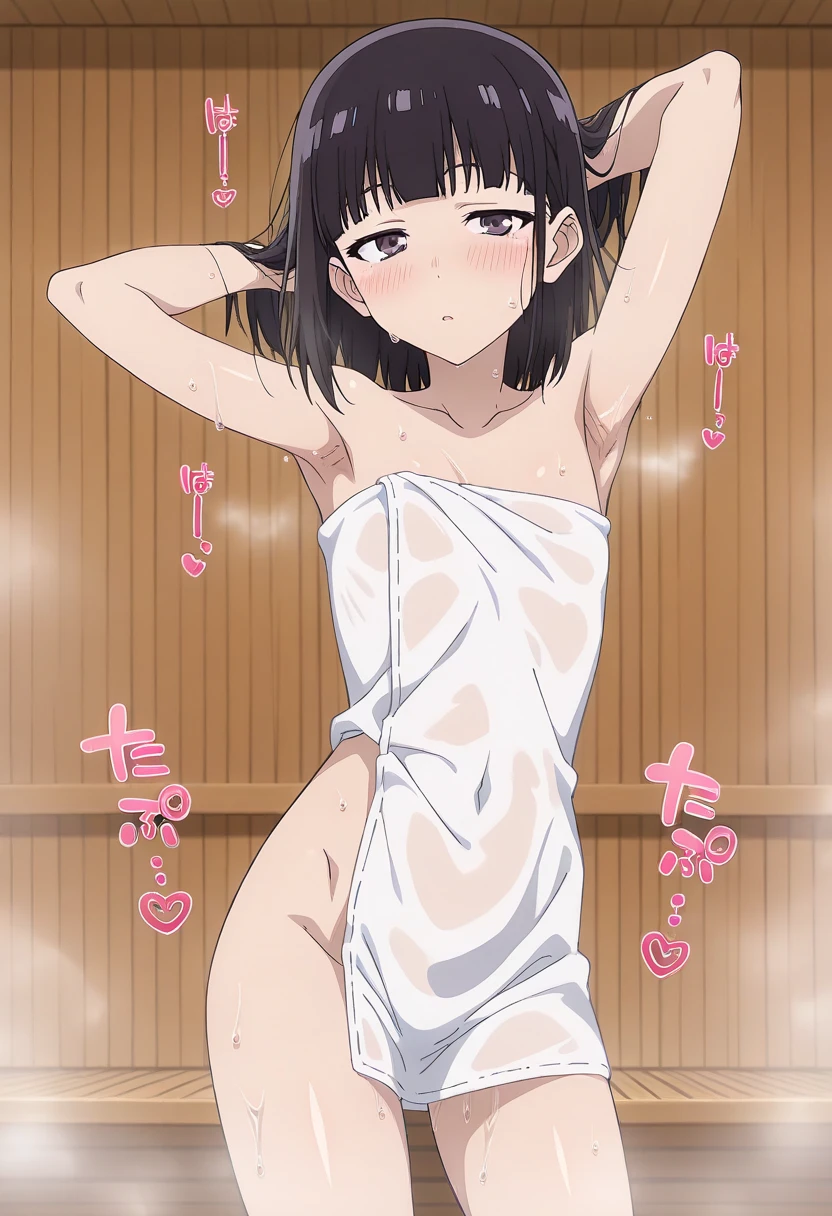 ((pixel-perfect, detail-perfect))), solo, 1girl, Nico yazawa, eyes red, smile, completely nude, sauna, vagina dripping urine, armpit, open legs, masturbating, flat filesize, ultra quality high
