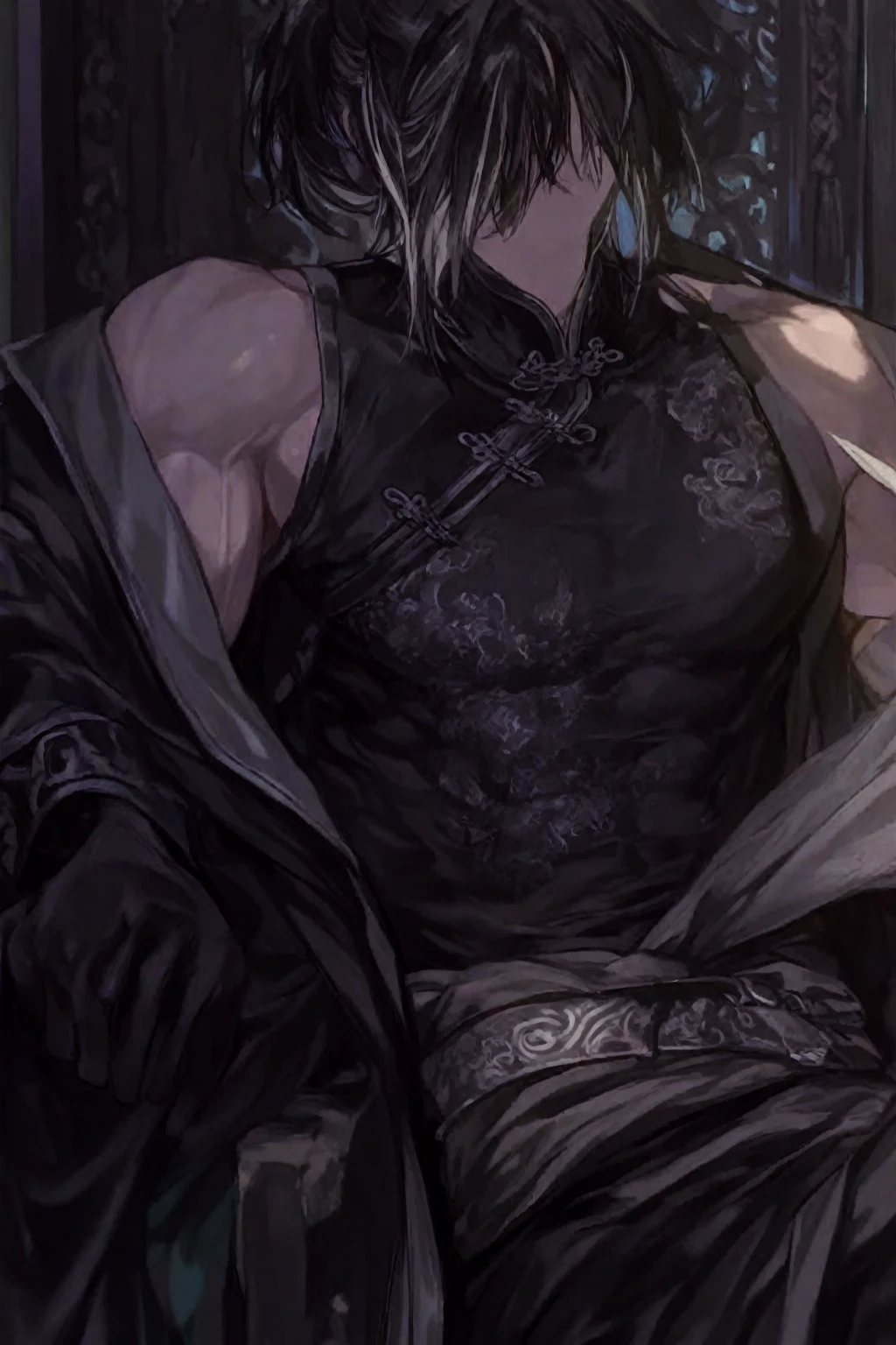 Man with long white hair and fiery eyes 🔥