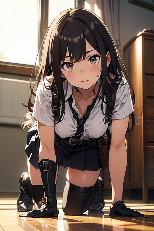 (masterpiece, best quality) (((8K best quality))), ((Intricate details)) ((blush)),wet, Sweating, White skin, Baseball cap, Freckles, ((Akimbo,Angry expression)),, NSFW clothing, ((With a baseball bat)), Short skirt, thigh,, beautiful clothes, Perspective material, student, Strike a pose, , thigh粗壮, wet clothes, See through clothes, ((( Thin waist))), cute blush face,