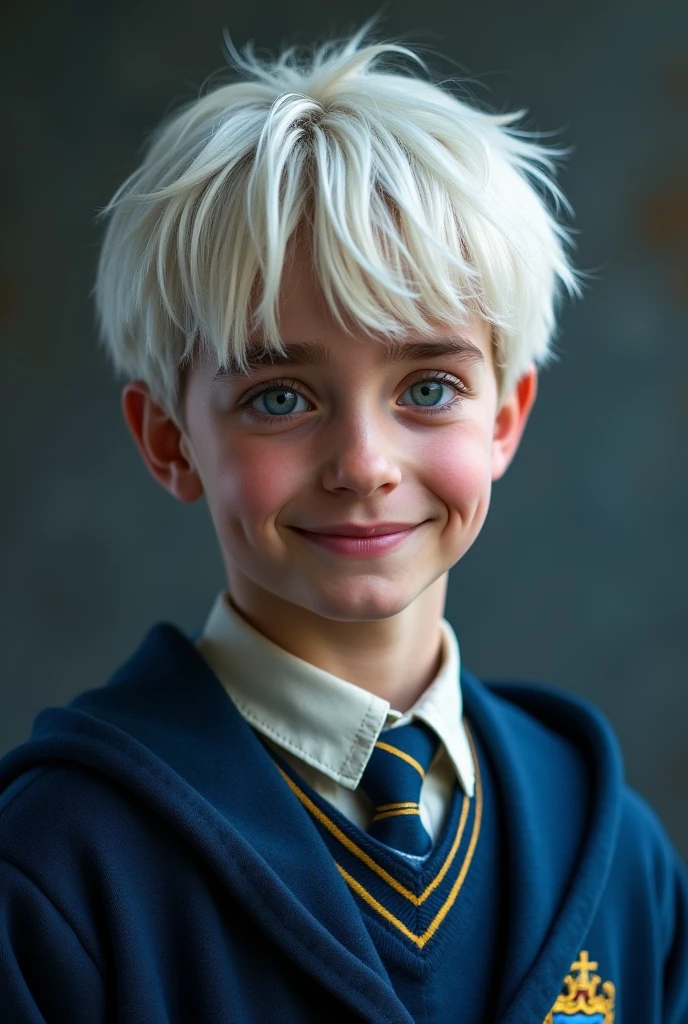 Boy,white hair,Blue eye,Hogwarts Uniform