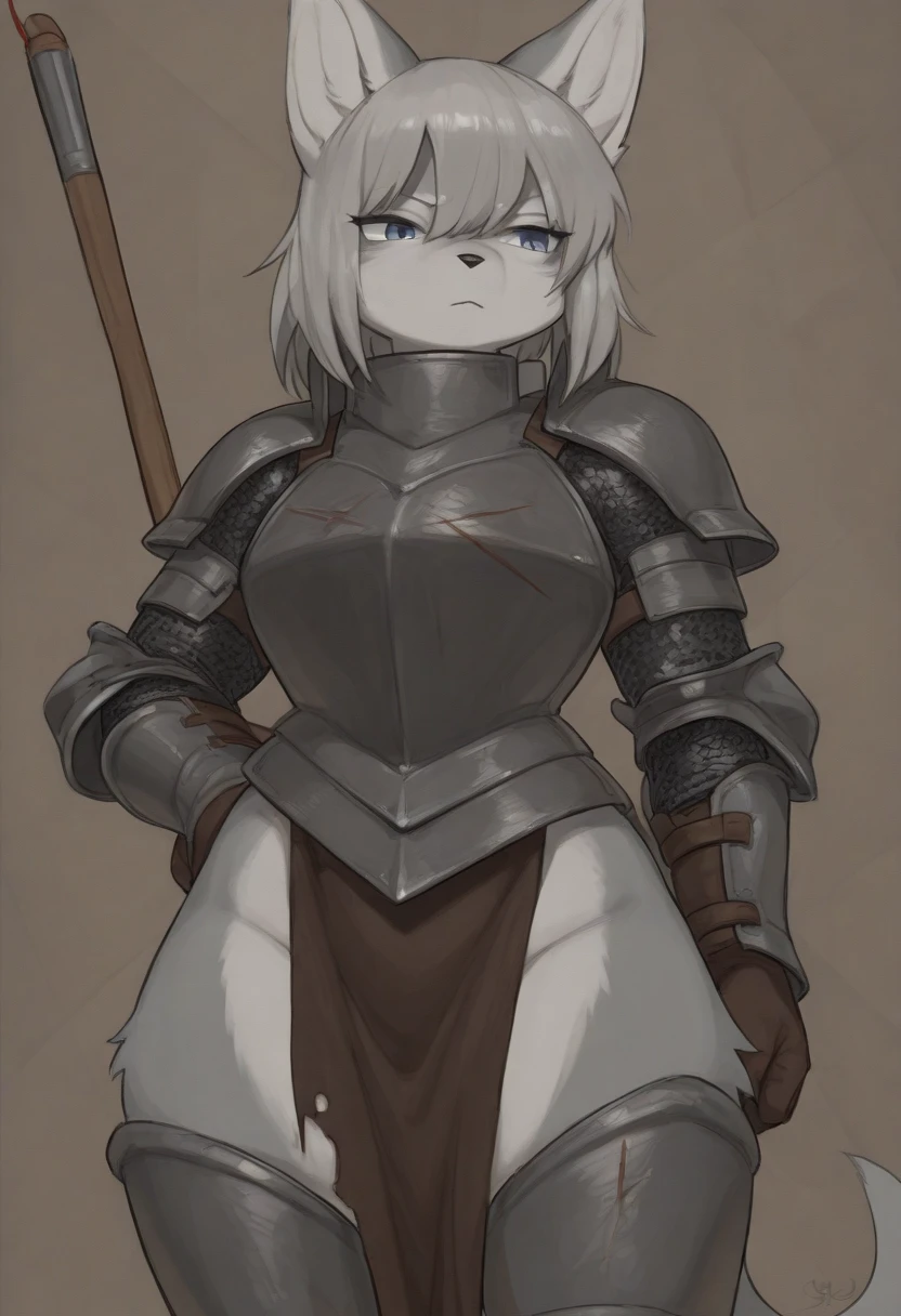 anime - style image of a woman in armor holding a large axe, armor girl, bikini armor female knight, of a beautiful female knight, female protagonist 👀 :8, female knight, gorgeous female paladin, thick armor, riven, female paladin, knights of zodiac girl, portrait knight female, thicc, inspired by Li Chevalier, navel penetration, mans penis rubbing on her navel , penis pressing her navel
