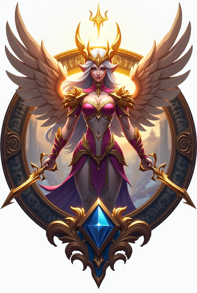 A cartoon-style Valkyrie, bound in ethereal chains, her expression a mix of defiance and determination. Her armor, intricate yet battle-worn, contrasts with the soft, animated lines defining her form. Despite her captivity, her wings, though slightly drooped, shimmer with an otherworldly glow, hinting at her latent power. The background is a whimsical rendition of Valhalla, with exaggerated, colorful pillars and a sky swirling with magical hues, <lora:herowars:0.85>