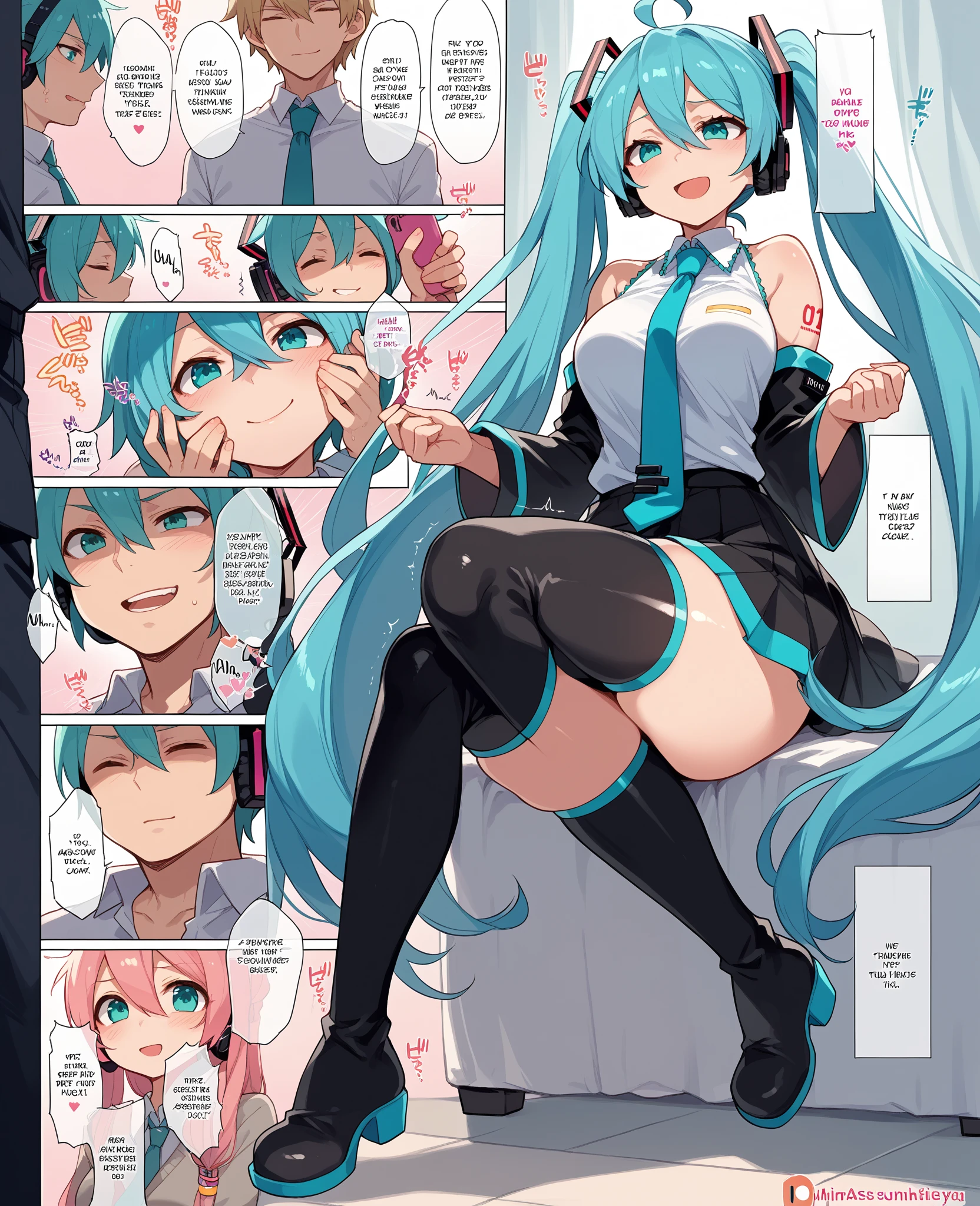 1girl,solo,standing,large breasts, cleavage,
Small skirt, off shoulder, navel, lace-trimmed legwear, arms at sides, boots, light smile, hatsune miku, full body veiw, in a modern shopping mall, lewd, have , masturbation, lewd, , ngực trần, thấy ngực, lộ vú, vú, breasts, naked, naked girl