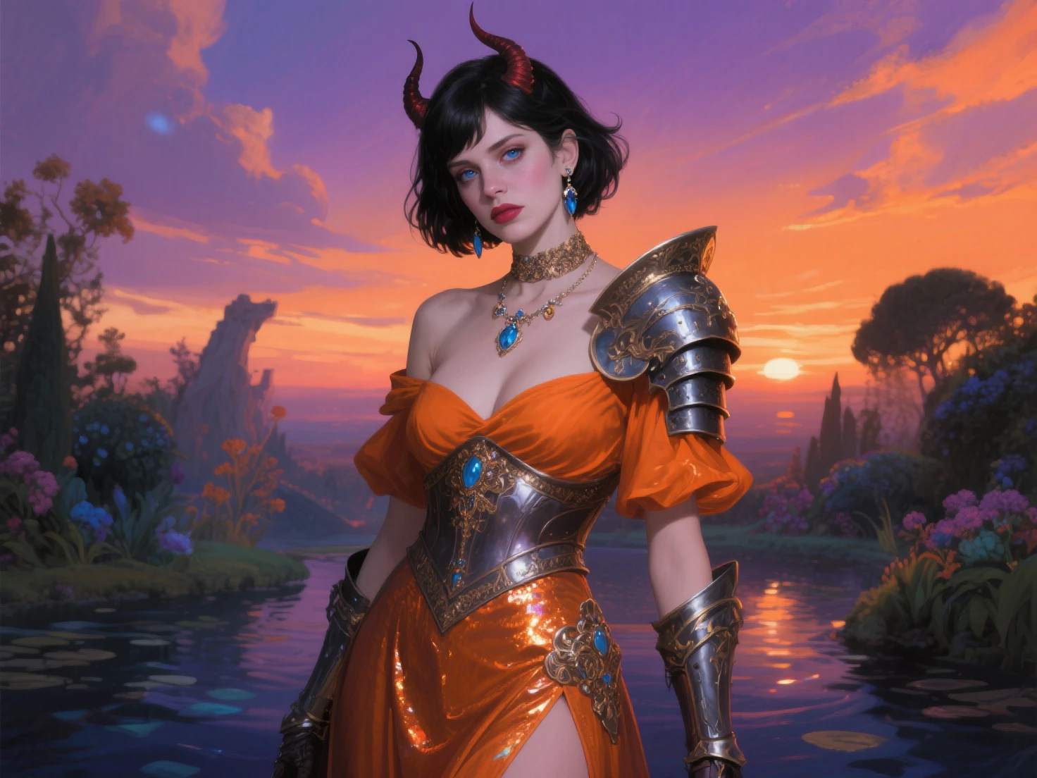(masterpiece, best quality)
MizoraBG, 1girl, solo, grey skin, long hair, orange hair, demon horns, red eyes, dress, looking at viewer, cowboy shot, at the beach, ocean, palm trees, cocktail in hand
<lora:epi_noiseoffset2:1>,  <lora:add_detail:0.7>,   <lora:MizoraBG:1>