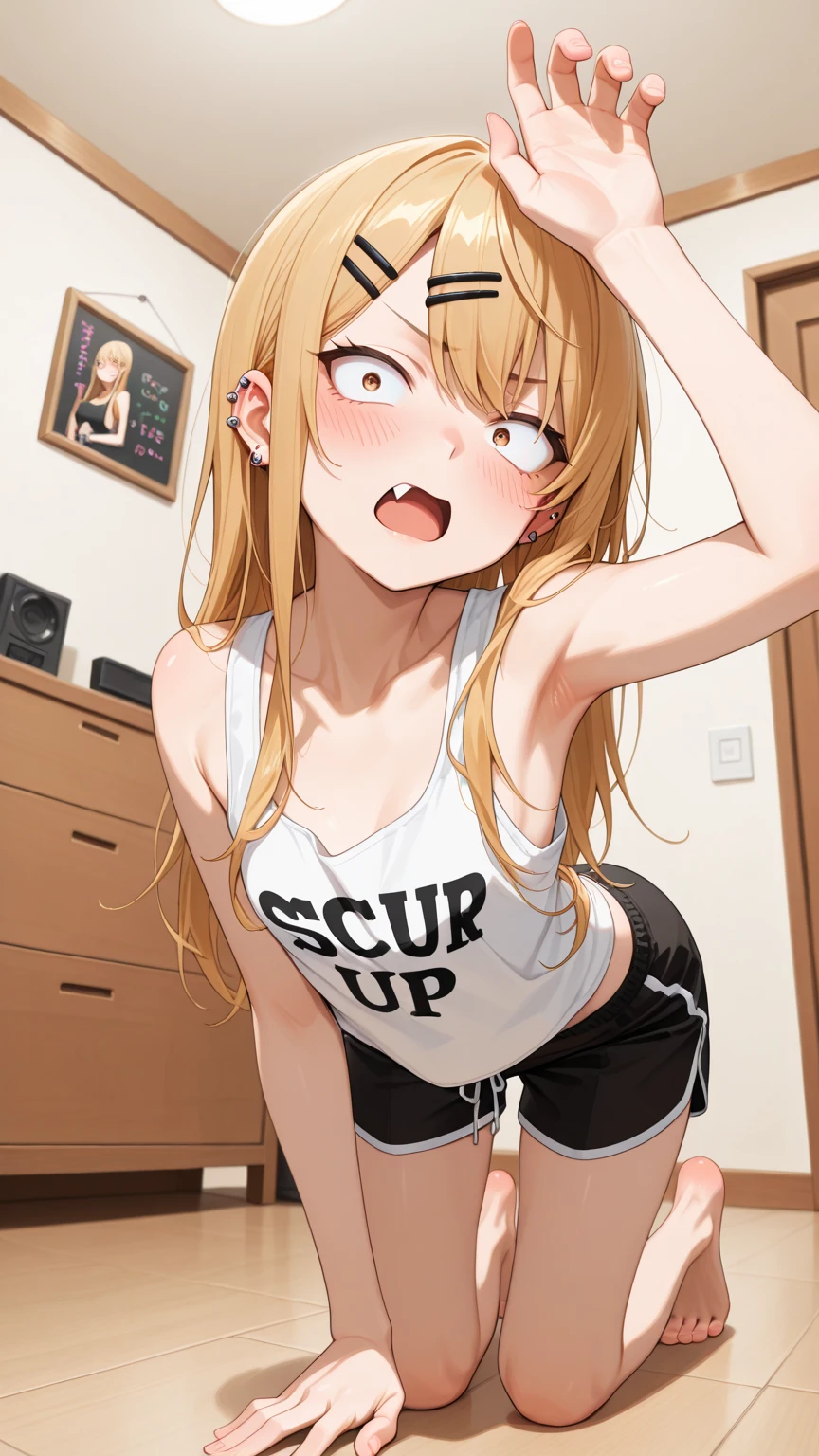 (((masterpiece))), best quality, highly detailed,extremely detailed CG unity 8k wallpaper,illustration,sfw,safe for work,
solo,one female,1female,da,PANTYHOSE,black penties,black bra,small breast,dark blue eyes,medium hair,blonde ,small breast,bare arms,
sitting on an iron chair,bondage,bdsm, tied,tied up,rope, left hand are bound on an iron desk,left hand are bound on an iron table,left hands are tied on an iron desk, left hands are tied on an iron table,close-up to her fingers,close-up to her hands,extreme close-up,extreme close-up to arms,
suffering,tears,crying,suffering face,
indoor,grey background, dark background,wet, lab, night, dark.pipe, machine ,spotlight