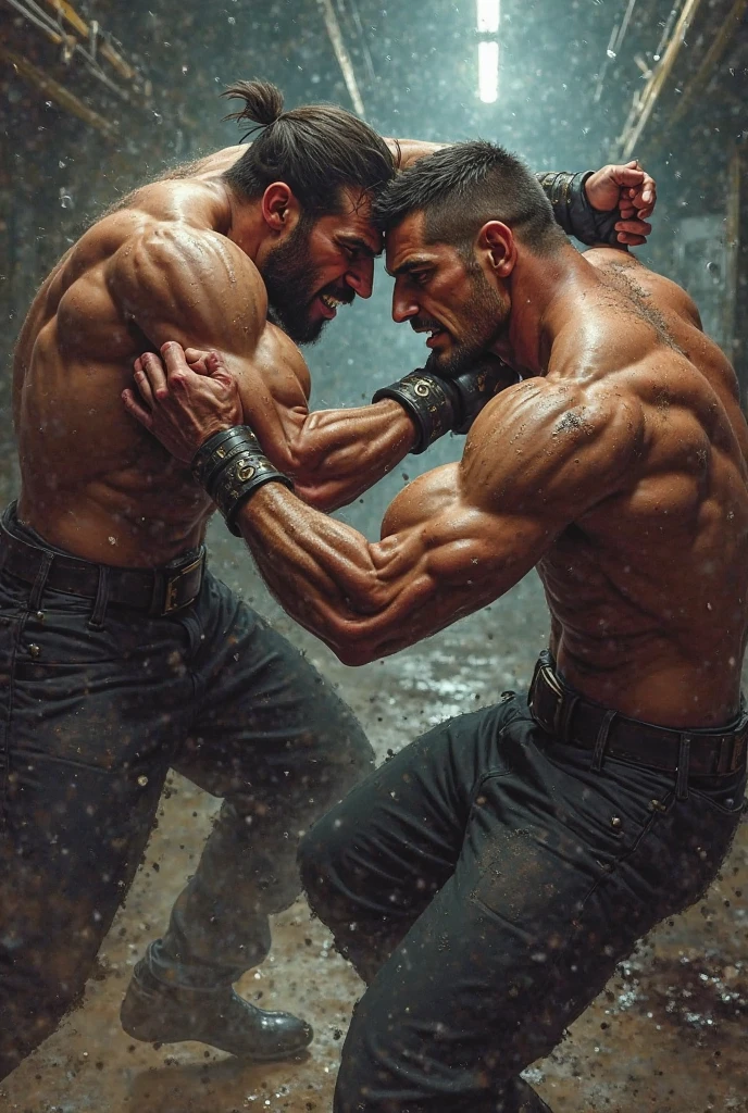 Men strangling to left heavyweight