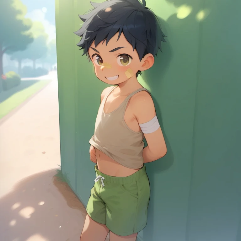 "Villager ( boy) feels hungry, holding his stomach and looking here there."
