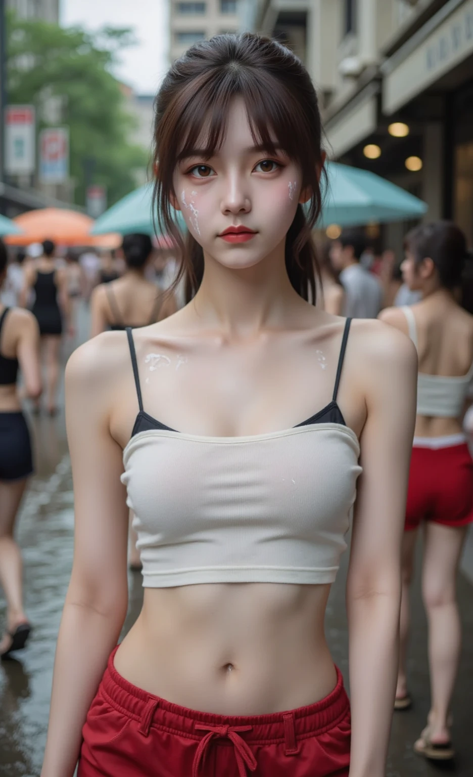 Fille de 21 ans, Asiatique, beau, mignon, ultraréaliste, cheveux moyens, cheveux ????, haute qualité, coupe papillon, marche dans la rue