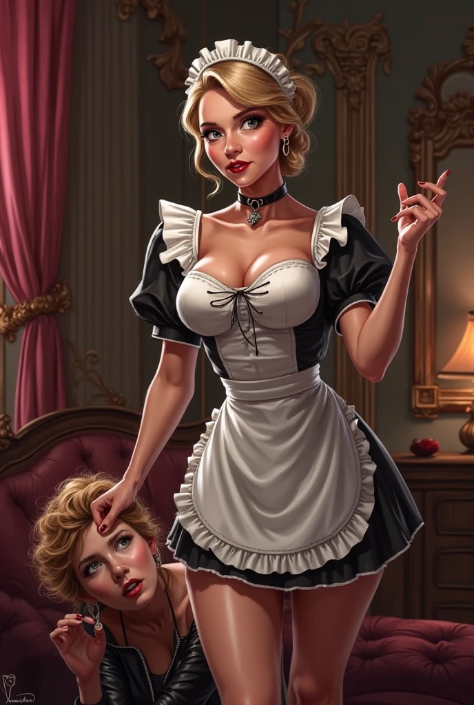 ((Kami Tora style)), score_9, score_8_up, score_8, score_7_up, score_7, score_6_up, score_6, score_5_up, Score_5, woman and boy in a femdom dungeon, chain and ropes hanging from the walls, beautiful face, large mature round woman, fetish femdom schoolmistress, eyeglasses, sadistic smiling candid expression, corset, stockings, hairy pink pussy, unbuttoned dress, old schoolmistress, busty topless, hair updo, elegant hair style, depth of field, narrow hips, sexy adult schoolmistress. Short submissive slim ("nude young student":1.2). Locked to the dungeon wall. Boy's unbuttoned lowered pants exposing balls, big metal chastity cage on cock, copiously dripping cock.Ball gag, dripping mouth, collar, sex, extreme size difference, halfbody portrait, boy is thin, boy, age difference, male young student, dungeon, full body framing, ((perfectly illuminated characters))