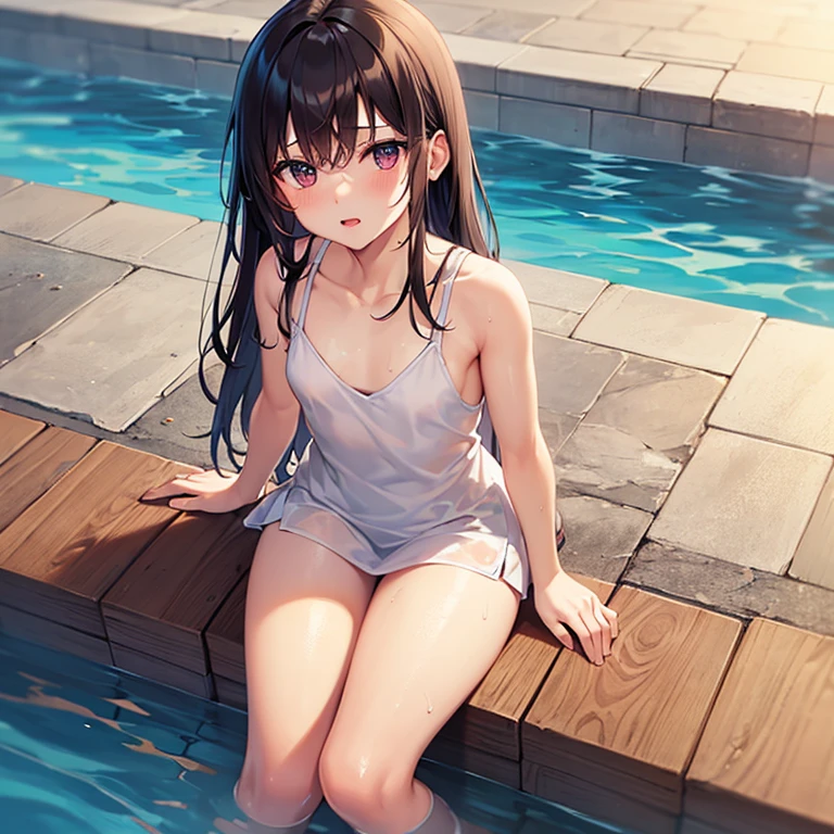 mikanyuuki, mikan yuuki, (brown eyes:1.7), brown hair, hair ornament, hair scrunchie, long hair, pink scrunchie, scrunchie, (flat chest:1.2),
masterpiece, best quality, haruna, 1gir,BREAK medium breasts, crossed legs, sitting, looking at the viewer, onsen, stone, night, blush, smile, sitting BREAK medium breasts, crossed legs, sitting, looking at the viewer, onsen, stone, night,armpits,cowboy shot、from above,looking at viewer,exposured skin, raw skin,exposure,towel on body