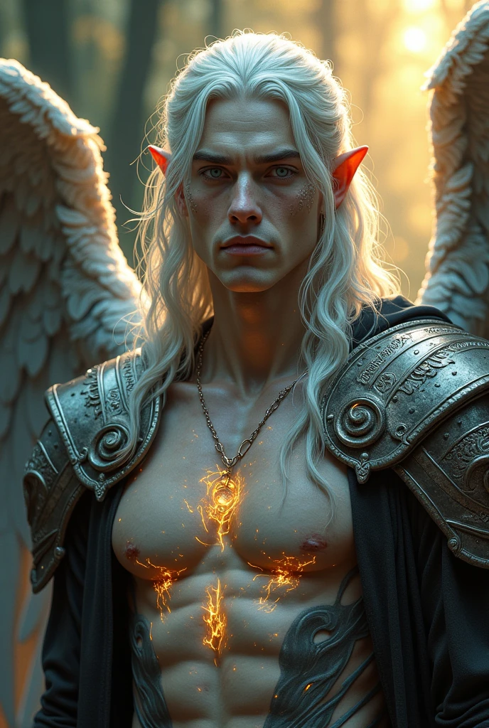 (Absurdres, intricate details, masterpiece, best quality, high resolution, 8k), (1man), (male:1.2), old, handsome face, finely detailed eyes and face, toned body, masculine appeal, commanding presence, broad and well-defined pectoral muscles, chiseled six-pack of abs, sienna skin, pink skin fade hair, yellow eyes, cheerful, portrait, solo, upper body, looking down, detailed background, detailed face, (<lora:CulturePunkBundle:0.5>, OldEgyptAI, ancient egyptian theme:1.1), large wide eyes, necromancer, unholy, summoner garments, amulet, conjuring, movement, (open mouth:0.8), ritual, pentagram, surrounded by glowing skull symbols, floating particles, green summoning energy, calling forth eldritch souls, haunted full moon background, wind, omen, ethereal atmosphere, <lora:baroqueAI:0.3>, baroqueAI, baroque, convoluted details, VFX, Bokeh, Cinematic Pose, Deep Focus, Dutch Angle Shot, Edge Lighting, Tone-mapping, Ambient Occlusion, Chromatic Aberration, Spectacular Map, Atmospheric Perspective