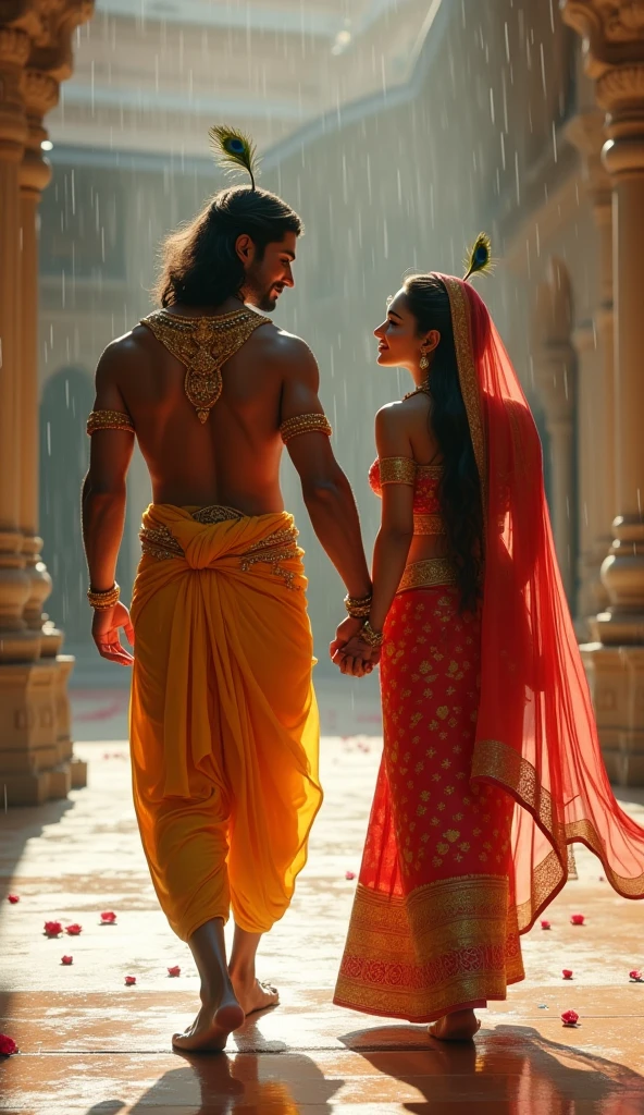Mahadev's photo A girl on one side and a boy on the other hand holding Mahadev's hand and walking