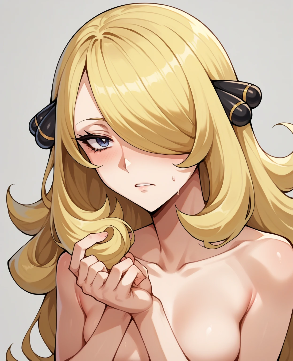 nsfw masterpiece Masterpiece 1 girl 全naked Spreading her legs Mwamwa It stinks side side汗 Sweaty steam pubic hair Top view Nipples No clothes naked 全naked Blonde pubic hair 30 years old Around 30