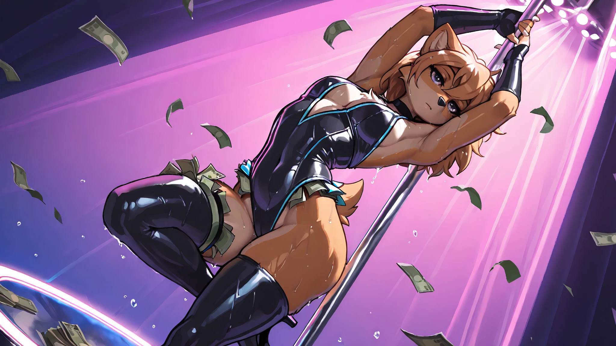 Velociraptor stripper bikini dancing money