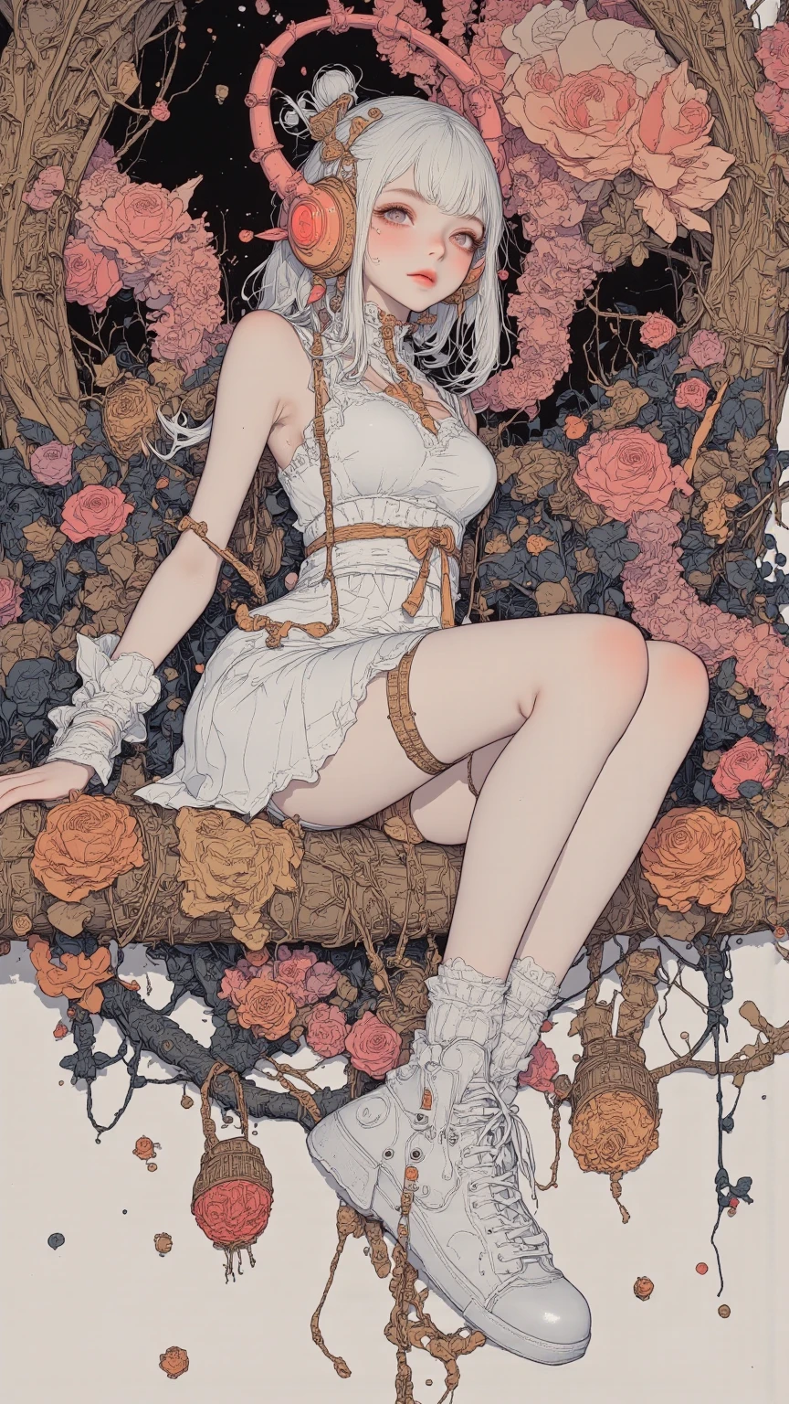 {{{{{16k}}}}}, {{{{{The immorality of watching the process of transforming a pure girl loved by everyone into her facial rank and tits rose to the SSS rank of top-notch pretty japanese actresses, getting more her tattoos increase and the lines of her breasts become clearer with deep cleavage, She is laid on an coffin of flowers bouquets of flowers are stabbed all over her body and her body becomes more curvy her tits more erect as they float above her and she is turned into a cutesy flower arrangements, She knows that if she sleeps she will lose her life but she cannot stop her sleep her eyelids grow heavy and the moment she is fully asleep the flower glows absorbs her life blooms more cutely and transforms her corpse into something lovely and capable of eternal necrophilia, Each time she was necrophiliac her tattoos increased the tattoos her waist and underbust became thinner, her breasts become even larger and deeper with cleavage, Her hair is replaced by a bang long glossy very Straight hair, Everything about her became one with the flowers so that her nipples and cunt were stained with flower tattoos her straight hair hung out like flower vines and her tits bore like the fruit of a flower her nipples are raised as large as buds, She is fitted with a heart collar that puts people into eternal sleep which transforms her into a cute once-in-a-millennium narcotic hallucinogenic flower arrangement that becomes her too-cute corpse}}}}},{{Extremely detailed}},{{{{{integrated her head pure small, All the fat from her limbs and waist will move to her swinging tits and slender limbs, Enchanting Too thick and erotic lips, Her thickened lips shimmer with luster, A cutely girl's soul-draining white eyes}}}}},{{{{{Her tattoos spread all over her body with hallucinations, She is tattooed with lewd flowers on her neck, arms, lower abdomen, thighs, Flower piercings are attached all over her body, floral bill of offerings for her}}}}}