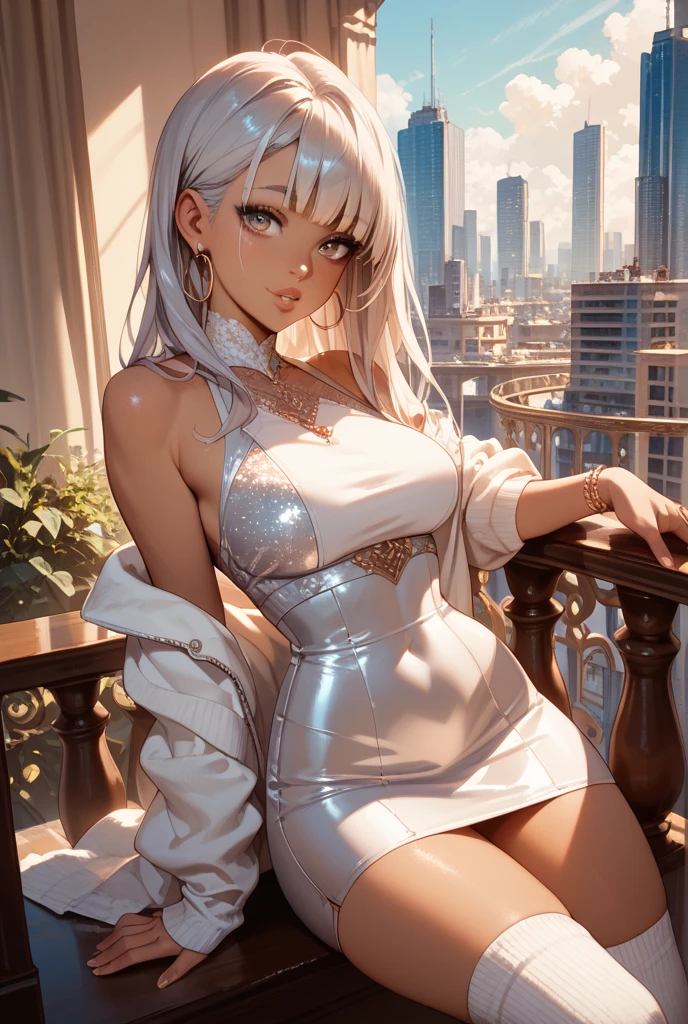 ((masterpiece, best quality)),
St. Louis\(Luxury Wheels\)\(Azure Lane\), high resolution, highest quality, illustration, cinematic light, super detailed, detailed face, (detailed eyes), best quality, super detailed, masterpiece, real, realistic visuals, girl full body, perfect figure, 10ct/love/10ct/star gem, (((10ct diamond)) milk 10ct gemstone pedic, nipple love gemstone pedicle, enjoy expression, areola, (nipple gemstone pedicle detail), extremely high quality, (Bend upright) with your arms as support. Various, perfect chest curve, super big breasts, super upturned buttocks, (detailed areola), (detailed buttocks), areola: 1, big tits: 1.1, shy, enjoy expression, upturned buttocks: 1.58. Perfect figure, very detailed chest and buttocks, pale oily skin, delicate bare-butt painting, hyper-detailed breasts, (((beautiful and detailed areola depiction))), (((areola detail depiction))), delicate bare buttock painting. (detailed face), room, hair accessory, earrings, necklace, portrait, silver dress, revealing clothes, highest detail, glowing eyes, (hotel:1.2), sitting on bed, sitting, bed, window, night sky, backlight, light, (high contrast), (color),