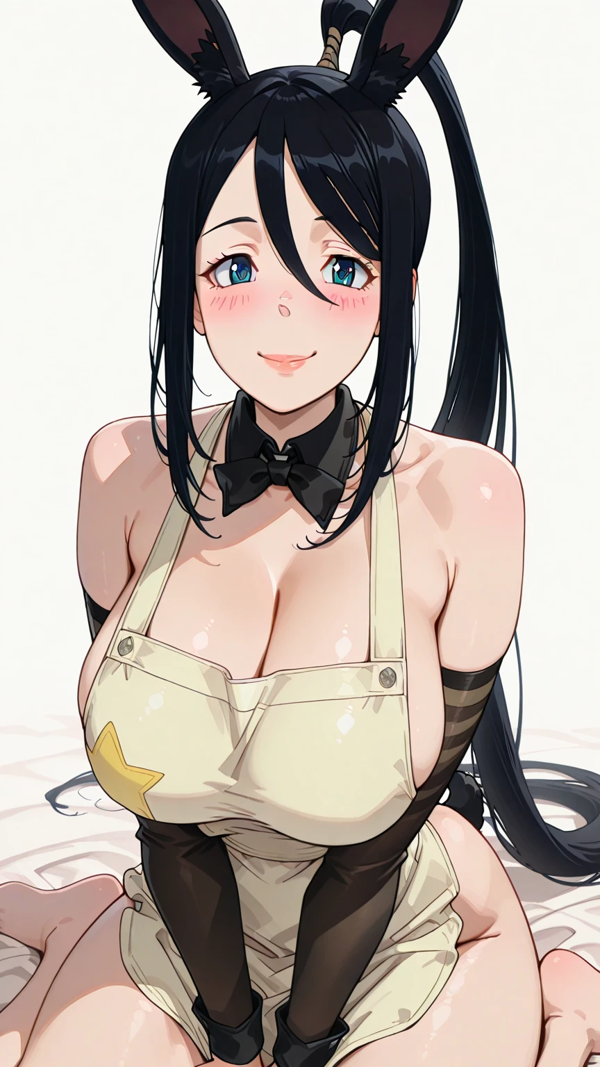 1girl, karin \(bunny\) \(blue archive\), blue archive
\\\\\ masterpiece, best quality, newest ///// nyantcha, khyle, cutesexyrobutts \\\\\ outside border , , skindentation , straight-on , solo ,, ,, big breasts, (dark skin:1.2), sharp yellow eyes , sky, clouds , halo , long black hair , half body, fake rabbite ears, detached collar, bowtie, black strapless highleg leotard, white gloves. wrist cuffs, black fishnet pantyhose, hair intakes, ponytail, sidelocks, salute