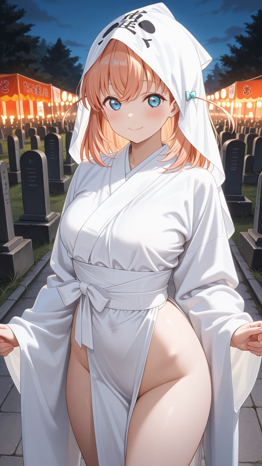 hight resolution, absurdres, best_Quality, Ultra_Detailled, 8K, extremely_clear, photo, beautiful, Beautiful face, Scharp Focus, HDR, 1girl, Clean eyes, very wide-eyed,old japanese graveyard in background with much moss, hanabi, Beautiful face, very red areola, standing , very seductive pose, very young, no bra, bare chest, No Top, NSFW, Blond long hair with red ends, pierced ears, marin kitagawa