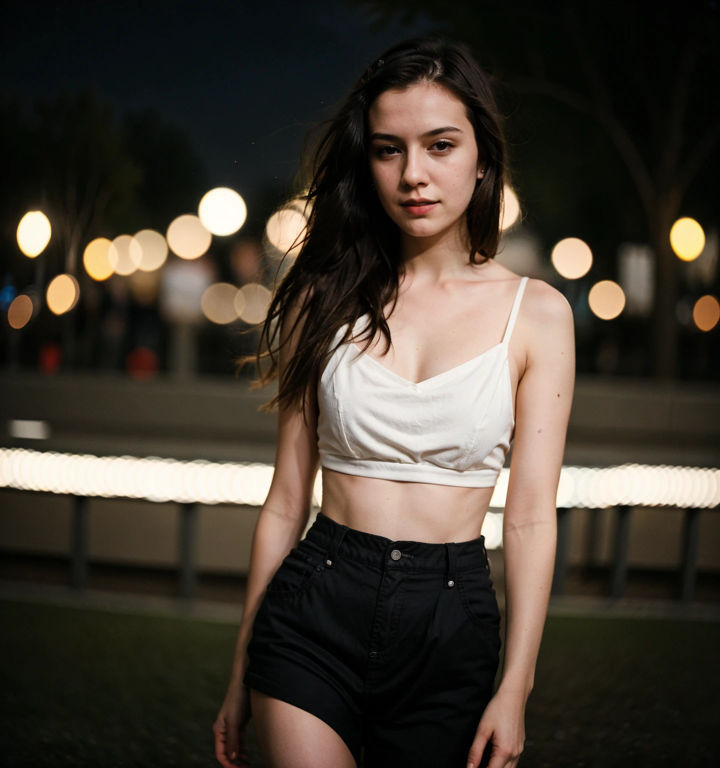 polaroid photo, night photo, photo of 24 y.o beautiful woman, pale skin, bokeh, motion blur
