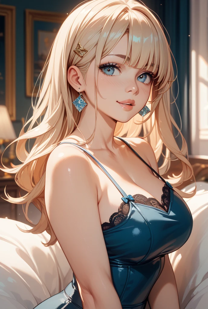 masterpiece、highest quality、High resolution、high quality images、8K, 1 female、skin luster、Texture of skin and clothing、Expression of fine eyes、Shiny light golden hair,Girl with long braided hair, Manga inspired by Lee Jong-suk, trending on deviantart, realism, detailed manga style, manga art style, perfect line drawing, beautiful line drawing, digital manga art girl, K-POPアイドル, 美しいblue eyes, blue eyes , plump lips, detailed gorgeous face, (cute smile), charm, innocent, Side view, (perfectly detailed face), (fine hands) photorealistic images, Depth of written boundary, Princess hairstyle, In underwear ,lying on a bed of roses ,romanticism,