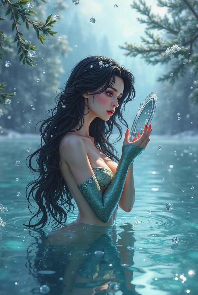 sea creature,scylla,cliffside,mythical creature,water reflection,dark background,natural lighting,sharp focus,detailed texture,horror,moonlit night,Victorian-style