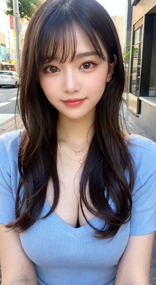 Highest quality:1.5)、(Real:1.5)、(1 person:1.5)、Very detailed、High quality、High resolution、8k wallpaper、Perfect dynamic composition、Small breasts、Natural color lips、Cute Smile、Japanese women、17-year-old girl、Beautiful and exquisite顔、Perfect and beautiful face、Beautiful and exquisite、Big eyes、Brunette's eyes、Beautiful and exquisite顔、Perfect and beautiful double eyelids、Natural Bangs、Beautiful and thin nose、Beautiful Skin、Black natural hair、Long Hair、Natural Bangs、Perfect and beautiful face、Slim face and figure、(looking at the camera)、Bright lighting、Professional Lighting、Shoulder-length layers、Asymmetrical bangs、Japanese Idols、Sophisticated、stylish、blouse、Shibuya Ward、Waist-down angle、Light blue lace bikini