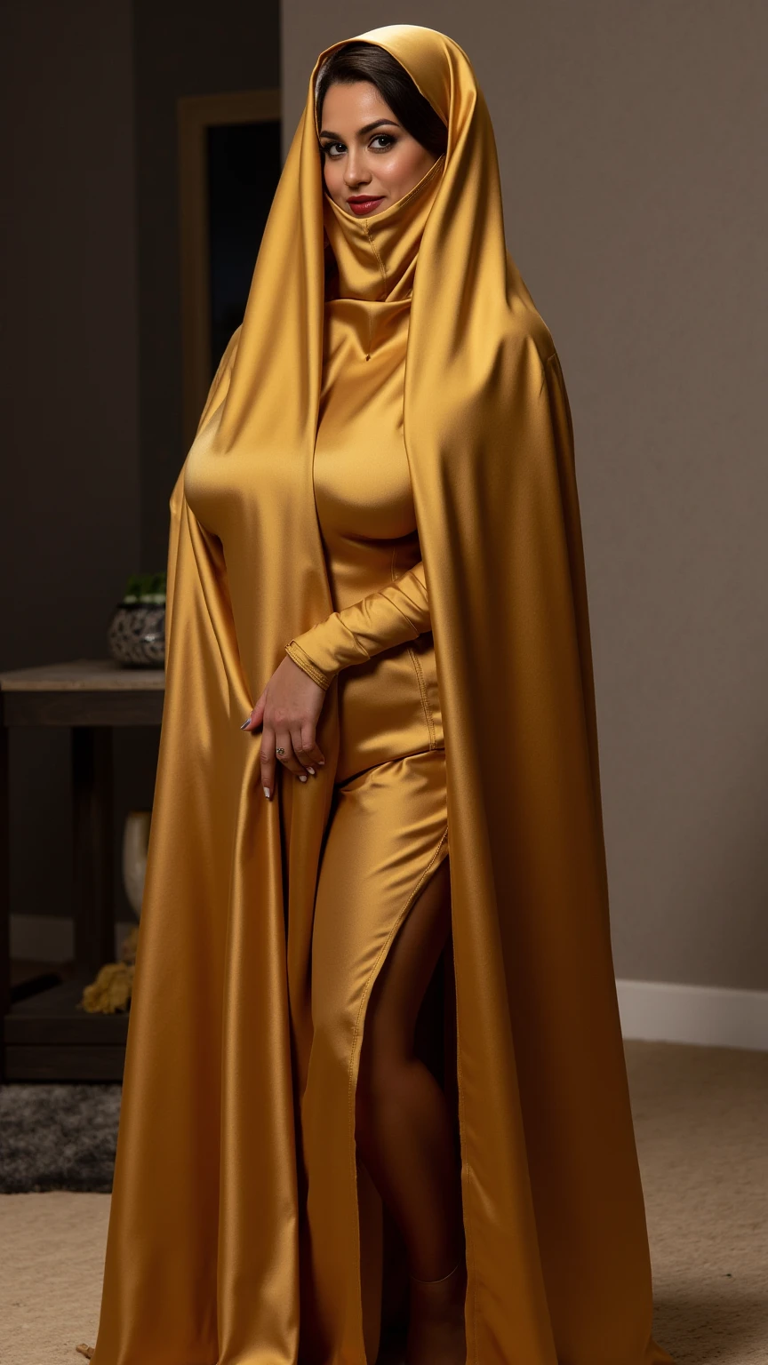 ((masterpiece(:1.4)，Highest quality，Ultra-high resolution，Highest quality，8k，Extremely detailed，In detail))。night，Japanese，(A beautiful woman)，glossy，slim，Large Breasts(1.6)，sexy，glamorous，Golden Ratio Style，Perfect Style，White powder applied to face and neck，Flashy gal makeup，Red light district，Bedroom，Oiran，Prostitute，Sunny day outfit，Uchikake，Gold brocade，((A gorgeous kimono))，A cutting board belt tied in front，Hair tying，hairpin，hair ornaments，Gorgeous costumes，Beautiful standing posture，Presence，Exude sex appeal，looking at the camera，