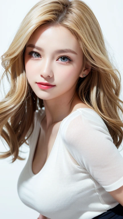 Ya Ott, 1 Girl, Solitary, Christa Lenz, Smile, Hair between the eyes, blue eyes, Blonde hair, jacket, Medium Length Hair,