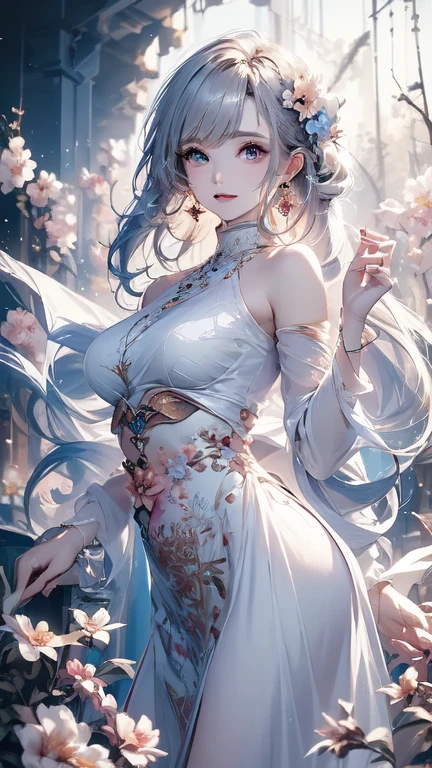 masterpiece,best quality,fenhong,1 girl with a blue dragon