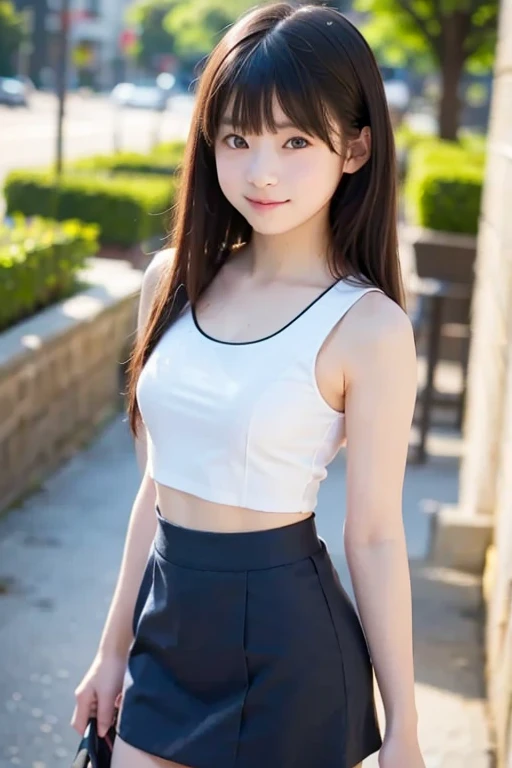 (Smile:1.3), Raw photography, (((Shoot panties from the feet of the ultimate beauty))), ((glistning skin)), 1girl in, 17 age, Beautiful girls in Prague, bright expression, ((brown haired)), skirt by the, Onepiece, bending forward, big breasts thin waist, thighs thighs thighs thighs, Short sleeve, ((Big eyes that shine like jewels)), Glossy glossy skin, (Medium twin tail hair:1.2), No makeup, Beautiful bangs, Hair between the eyes, ((masutepiece, top-quality, ultra-detailliert, Film Light, intricate-detail, hight resolution, Highly detailed)), Detailed background, 8KUHD, Digital SLR, Soft light, hightquality, Film grain, FujifilmXT3 , Shallow depth of field, natural soft light, Kamimei, Lush bust,