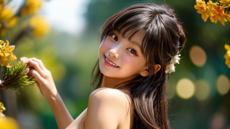 masterpiece、1 girl per 1 photo、FULL BODYSHOT、Straight front view、23years old、Japan beautiful girl、Gorgeous figure、Glossy underwear、With smiling eyes、hyper cute face、huge tit、shiny lip、Slender eyes、natural make up、shiny smooth light brown hair with long hair,、 asymmetrical bangs、de pele branca、image in center、8K分辨率、high detal、detailed hairstyle、A detailed face、Ultra-realistic、Perfect limbs、Long、详细的脸、Detailed lips、detailedeyes、More skin、二重まぶた、a wet body、perfectbody、Trained abs、shinny skin、Make eye contact with the camera、full bodyesbian