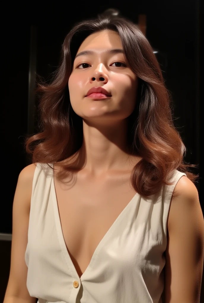 ((best quality)), ((masterpiece)), (detailed), perfect face, big tits, mature, horny, seducing, chinese indonesian, creampie