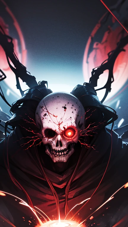 8k, extremely sculpted, cinema lighting, an angry wizard skull with red eyes, (head only)