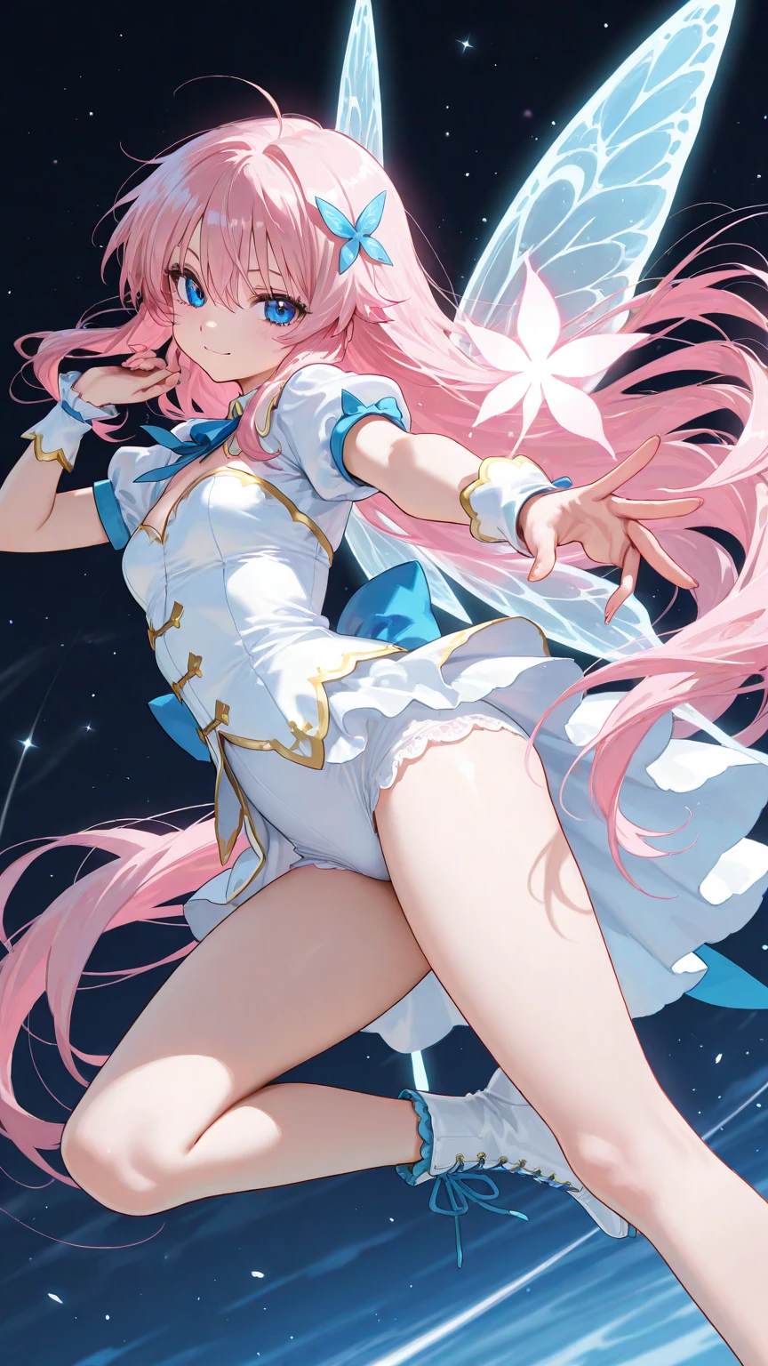Anime star magic girl, sparkling magic girl, portrait of the magic girl, Beautiful celestial mage, magic , anime goddess, celestial magic girl, rich and colorful gradient layered magic costume, (rich and colorful), whimsical, Lovely, small breasts,open navel,Bare thighs,camel toe,whole body