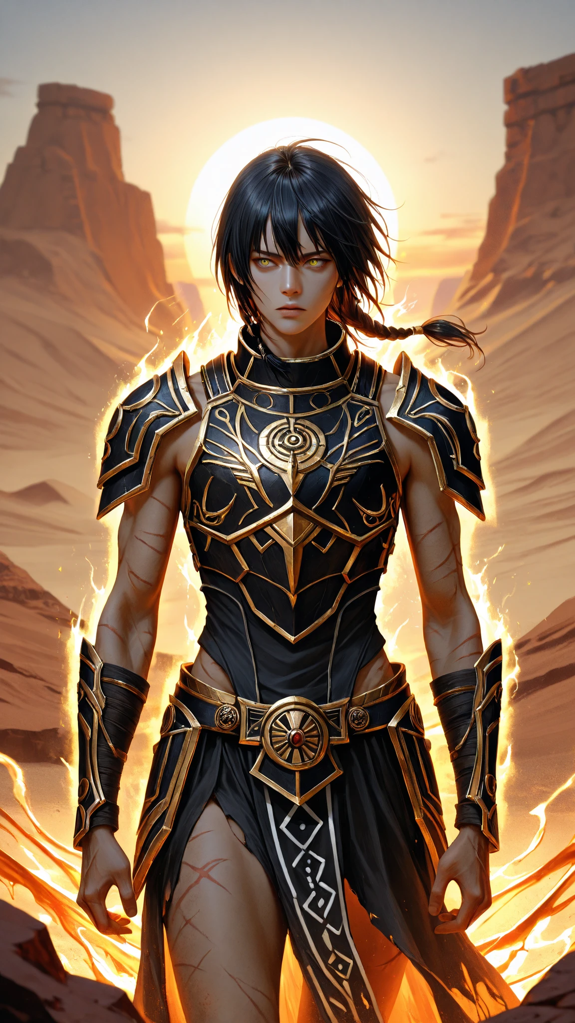 obra-prima, melhor qualidade, alta qualidade,, masculino, black_hair, capa, orange_eyes, red_eyes, black_sclera, colored_sclera, esclera preta, esclera colorida, homem, demon horn, pele branca clara
