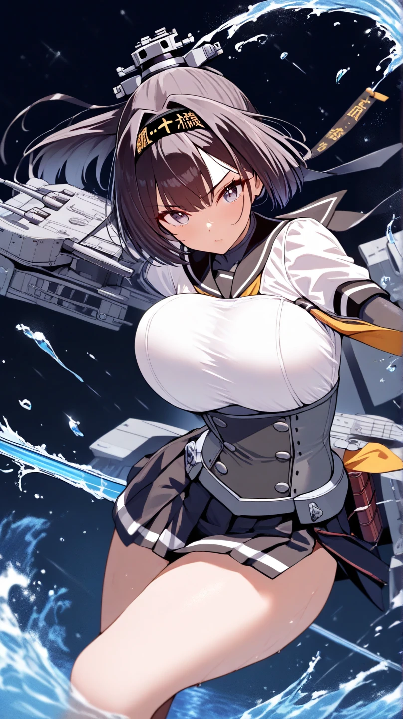 1 girl、Beautiful officer of the Earth Federation Army、short black hair,Idol-level cuteness、Accurately draw faces、Plump body,Huge breasts、Healthy Thigh Skirt Earth Federation Forces、knee height、Inside the space station bridge、anatomically correct、Precise fingers、Photo realism,Sunlight,Smile,Smile