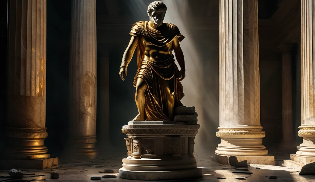 Medium shot, Zeus, holding scales, toga, golden light, serious, wise, ancient laws, regal, throne, dynamic,dramatic,cinematic,highly detailed,4k,realistic,photorealistic,professional lighting,chiaroscuro,dark,gritty,grunge,powerful,intense,epic