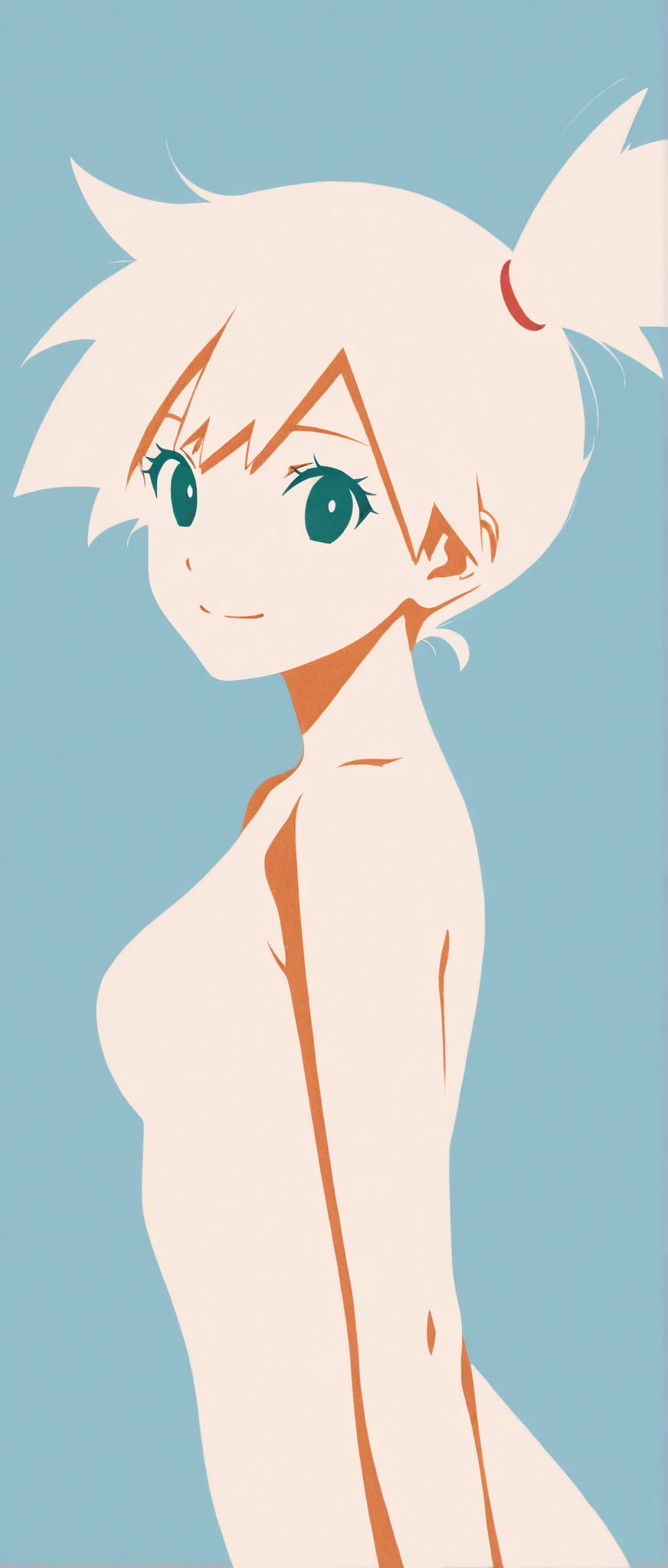 bare hands, nipples, clavicle, navel, Haumea, 1 girl, One, closed eyes, Closed mouth, standing, simple background, That is.,1 girl,One,draw up,red lips,lipstick,simple background,lips,flat color,Closed mouth,absurdity,soft skin,Look straight into the camera,Upper body, composition, The right light