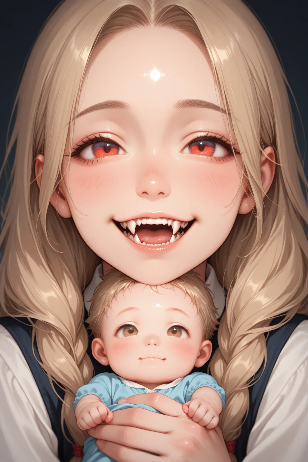 looking at viewer,half-closed eyes,(best quality:1.2),(very aesthetic:1.2),(detailed:1.2),(masterpiece:1.2),(highres),(black background),solo,1girl,(mesugaki:1.3),(,baby face:1.3),(very long hair:1.3),(red eyes),(standing:1.3),hair between eyes,blonde hair,pale skin,One girl is peeing,embarrassed, blush,Keep one's mouth shut,In the street,(girl is peeing self:1.3),

