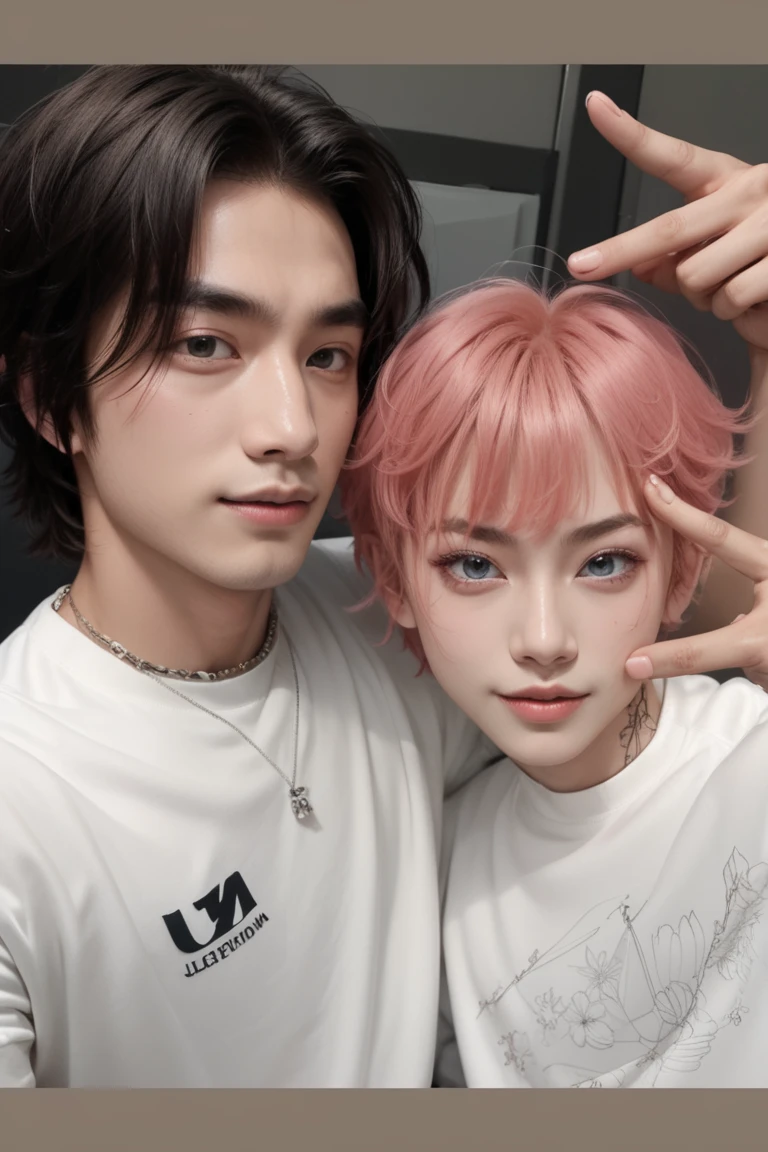 Gray pink men's hair