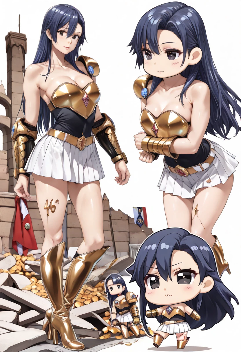 Best quality, (Masterpiece:1.2), (1girll), (Solo), (Beautiful detailed girl), Naotora Ii, Black hair, Long hair, Low Twin Tails, Brown eyes, Headband, hair adornments, Armor, Shoulder armor, cleavage, upper legs, Boots, huge tit, Plump crotch, Fitness model, Ruddy cheeks, perspire, Sweaty, The whole body is soaked with clothes, Wheezing, Mouth open, Reveal a shy and nervous expression, cleavage, Stand on a crowded train, Caught by a group of men, grabbing the breasts, A crowd stared at her intently, A lot of male arms, POV hands, assisted exposure, was raped, ((She was held from behind by a man:1.5)), ((She was grabbed by the chest by a large group of men:1.5)), ((The man presses his chest against the woman's back 1)), ((She was grabbed by a large group of men on the buttocks:1.5)), ((very large crowd of men around her:1.5)), ((The crowd was all men)), full bodyesbian