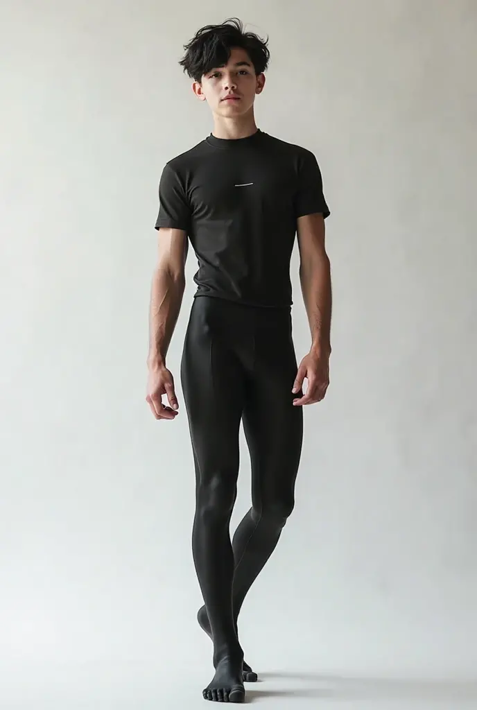 A tall man with black hair, mid-fade cut, cinnamon skin, small ears, slightly upturned nose, big eyes, oval-shaped face, flat stomach, thin legs, slightly large arms, broad back, weighs 70 kilos, I want a full body image 