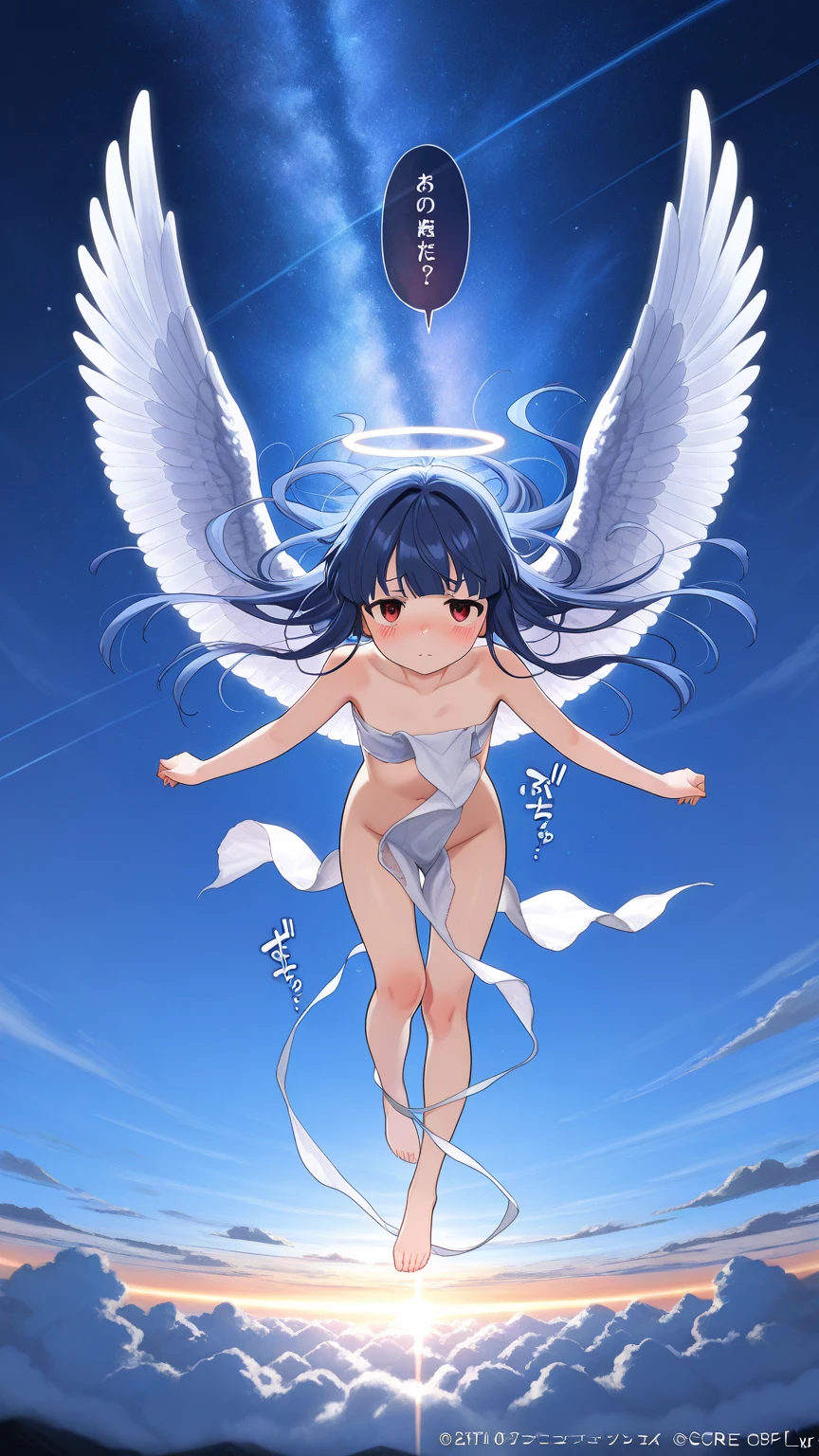 Japanese 15 year old angel naked１masturbating with someone、sky above the clouds、She's looking at us..、はみ出るI can see pubic hair、I&#39;m shy、You can see pink nipples、everyone is naked、One is a slender woman with dark brown hair and a fluffy long bob.、small breasts、slender、A cup breasts、shaggy public hair. under hair. I can see pubic hair、There are big angel wings on his back.、R18 illustration、erotic manga、Erotic illustration、2D illustration、Japan anime、drawn by Japanese ilastrator、high resolution、4K quality、high quality、High resolution、5 million pixels、high detail、No correction、masturbation、