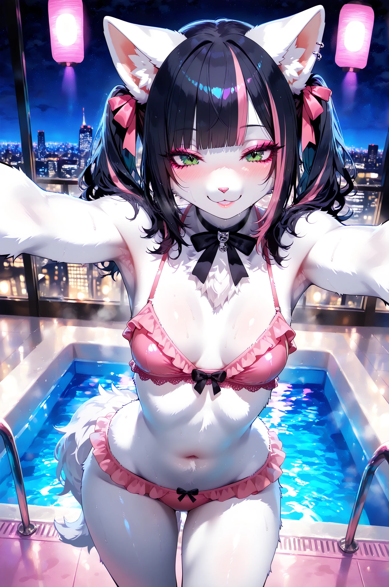 (masterpiece:1.2, Highest quality), (Realistic, photoRealistic:1.4), Beautiful illustrations, (Natural Side Lighting, Cinema Lighting), Browsing Caution, 
View your audience, 1 Girl, Japanese, high School girl, Perfect Face, Cute and symmetrical face, Shiny skin, 
(Twin tails:1.4, Black Hair), Hair between the eyes, Purple eyes, Glowing Eyes, Big eyes, Long eyelashes, (Medium Chest), thin, 
Beautiful Hair, Beautiful Face, Beautiful details, Beautiful clavicle, Beautiful body, Beautiful breasts, Beautiful thighs, Beautiful legs, Beautiful fingers,  
(Beautiful views), evening, (School),, (Cute Smile, Upward glance), ((tits、Nipples))、NSFW1.3、((naked))、(((Black thigh-high socks)))、whole body、((front))、((squatting))、((spread legs))、((full back panties))