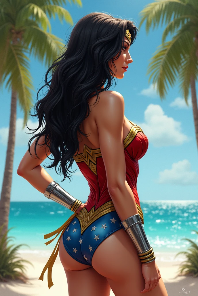 Wonder woman en mayo de bain 2 piece avec des gros sein et des énormes fesse sexy